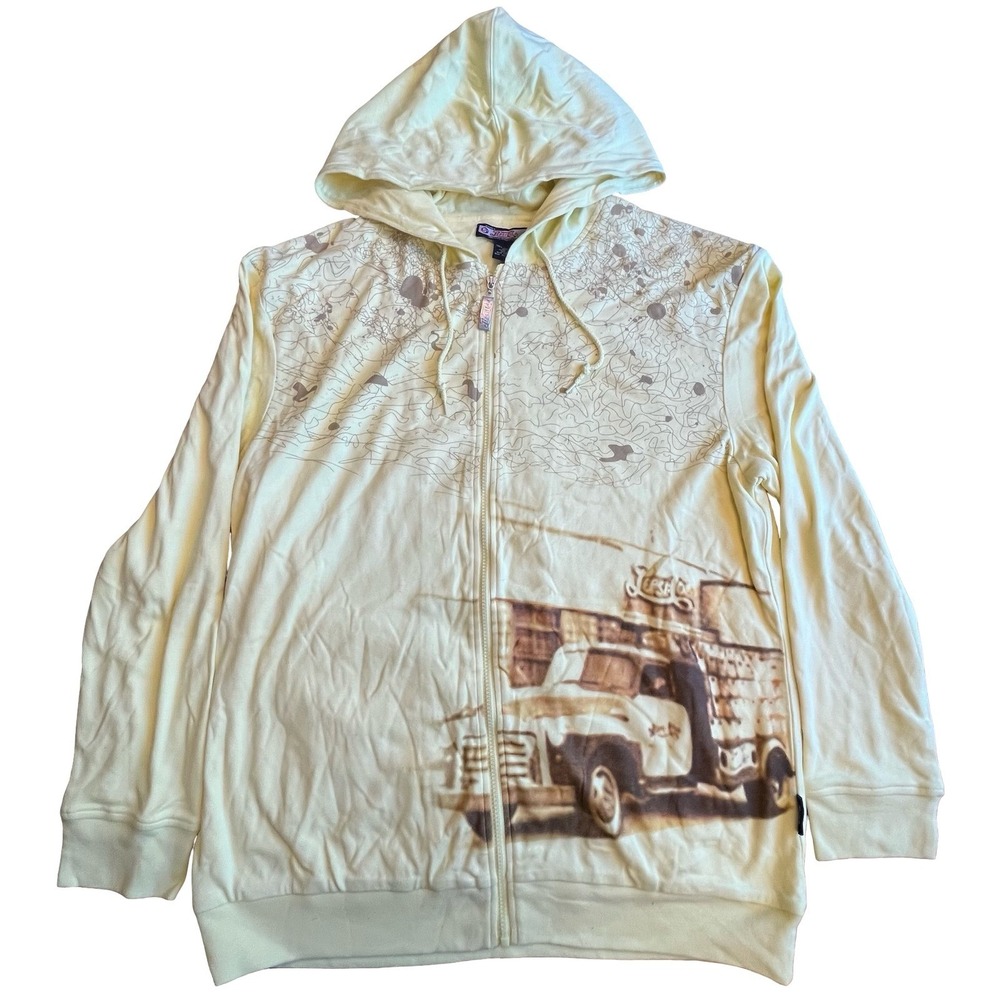 Pepsi-Cola Mens Full Zip Hoodie XL Yellow Vintage Truck Graphic LS-1102 NWT